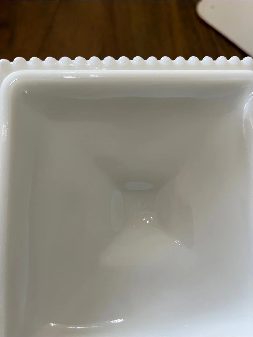 Westmoreland White VintageMilk Glass Wedding Box with Pink Rose and Green Leaves